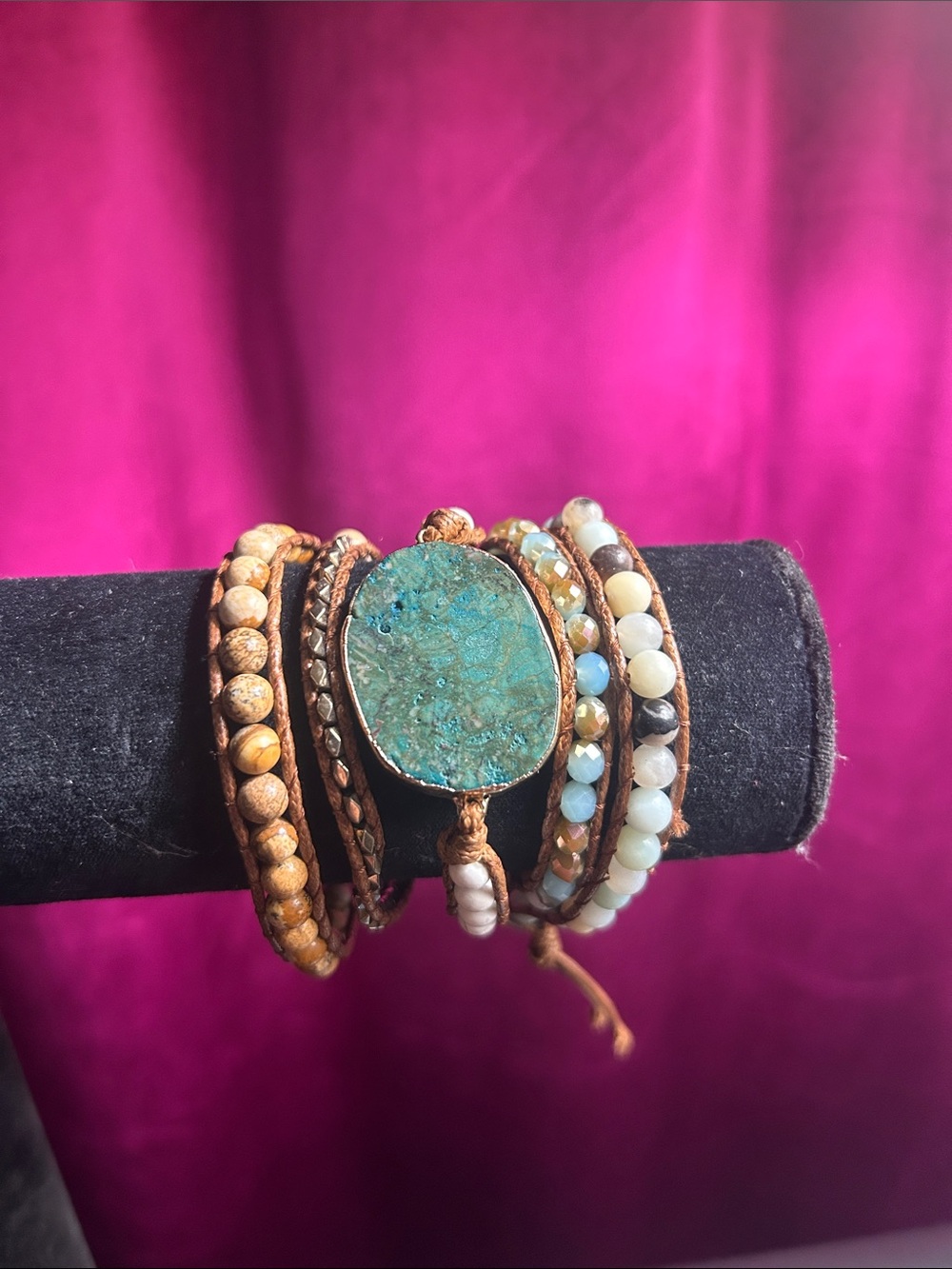 Boho Turquoise Stone Multi-Strand Wrap Bracelet - Unbranded
